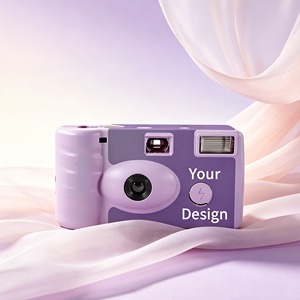 Cámara de Fotos Desechable Personalizada de 35 mm con Flash, Enfoque Fijo, Cuerpo de Plástico, Diseño Manual de un Solo Uso, Color Morado - Product Image 1