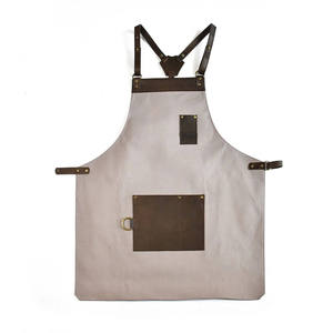 Tablier de Barbier en Cuir et Toile à Bretelles Croisées avec Poches – Vente Chaude en Gros - Product Image 4