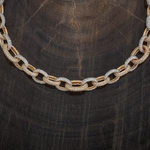 Cadena Cubana ZAWO HOUSE VVS1 con Moissanita, Chapada en Plata S925 y Oro de 18K, Estilo Hip Hop, Joyería de Moissanita Certificada - Product Image 3