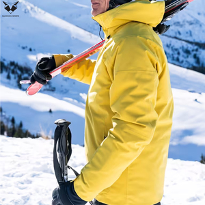 Chaqueta de esquí multipanel con cremallera completa, aislada, de color amarillo sólido, de primera calidad, cómoda, del mejor proveedor, precio mayorista - Product Image 5