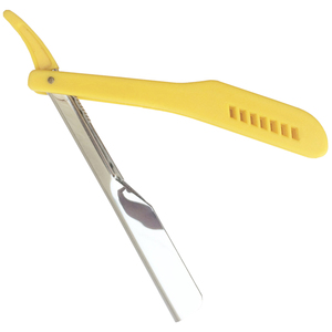 Afeitadora manual plegable de una sola cuchilla con mango de plástico amarillo para hombre, bajo MOQ, para dar forma al cabello, venta al por mayor - Product Image 6