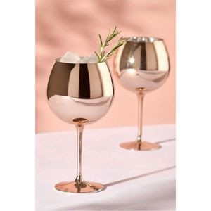 แก้วไวน์สแตนเลสหรูหรา ชุบทองแดง แก้วแชมเปญทรงสูง ไม่แตกหัก สีโรสโกลด์ สำหรับงานปาร์ตี้ บาร์แวร์ แก้วค็อกเทล - Product Image 2