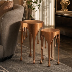 Juego de Mesas de Centro Redondas de Metal Modernas, Mesas Auxiliares Encajables Contemporáneas, Muebles de Sala de Estar, Diseño Decorativo - Product Image 5