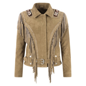 <b>Smart</b> Range Beaded Premium Cow Suede Leather Fringed Coat <b>Women</b> Western Fringes <b>Jacket</b> Vintage Cowgirl Ranch Style Suede <b>Jacket</b> - Product Image 1