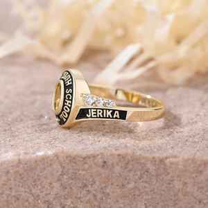 Bague d'École BOJ 073 Personnalisée sur Mesure pour Diplômé Universitaire, Bague de Fin d'Études Secondaires ou Universitaires pour Femme avec Pierre de Naissance en Argent 925 – Nouveauté Tendance - Product Image 2