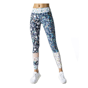 Leggings de yoga taille haute pleine longueur, extensibles dans les quatre sens, sans coutures, avec taille élastique en Spandex/Elastane et décoration lettres - Product Image 4