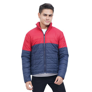 Hot Sale Men's Puffer <b>Jackets</b> Zipper Up <b>Red</b> & Navy Blue Color Stand Collar Waterproof Warm Winter Puffer <b>Jackets</b> For Adults - Product Image 1