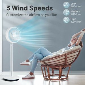 Ventilateur sur pied oscillant portable de 9 pouces, hauteur et vitesse réglables, alimenté par batterie, ventilateur de refroidissement pour usage hôtelier - Product Image 6