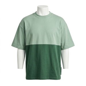 Camiseta de hombre verde con bloques de color, cuello redondo, manga corta, corte holgado, estilo casual, ropa urbana - Product Image 3