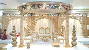 Mandap de Boda de Diseño Único, Mandap de Fibra con Parte Superior Circular Floral, Mandap de Boda Indio Personalizado, EE. UU. - Product Image 5