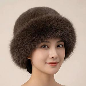 SIDDIQUI HOSINEX Nouveau 2024 Chapeau Bob Femme Adulte en Fausse Fourrure Unie Laminée Décontracté Doux Sans Couture Effet Délavé Déchiré Hiver Chaud avec Nœud - Product Image 6