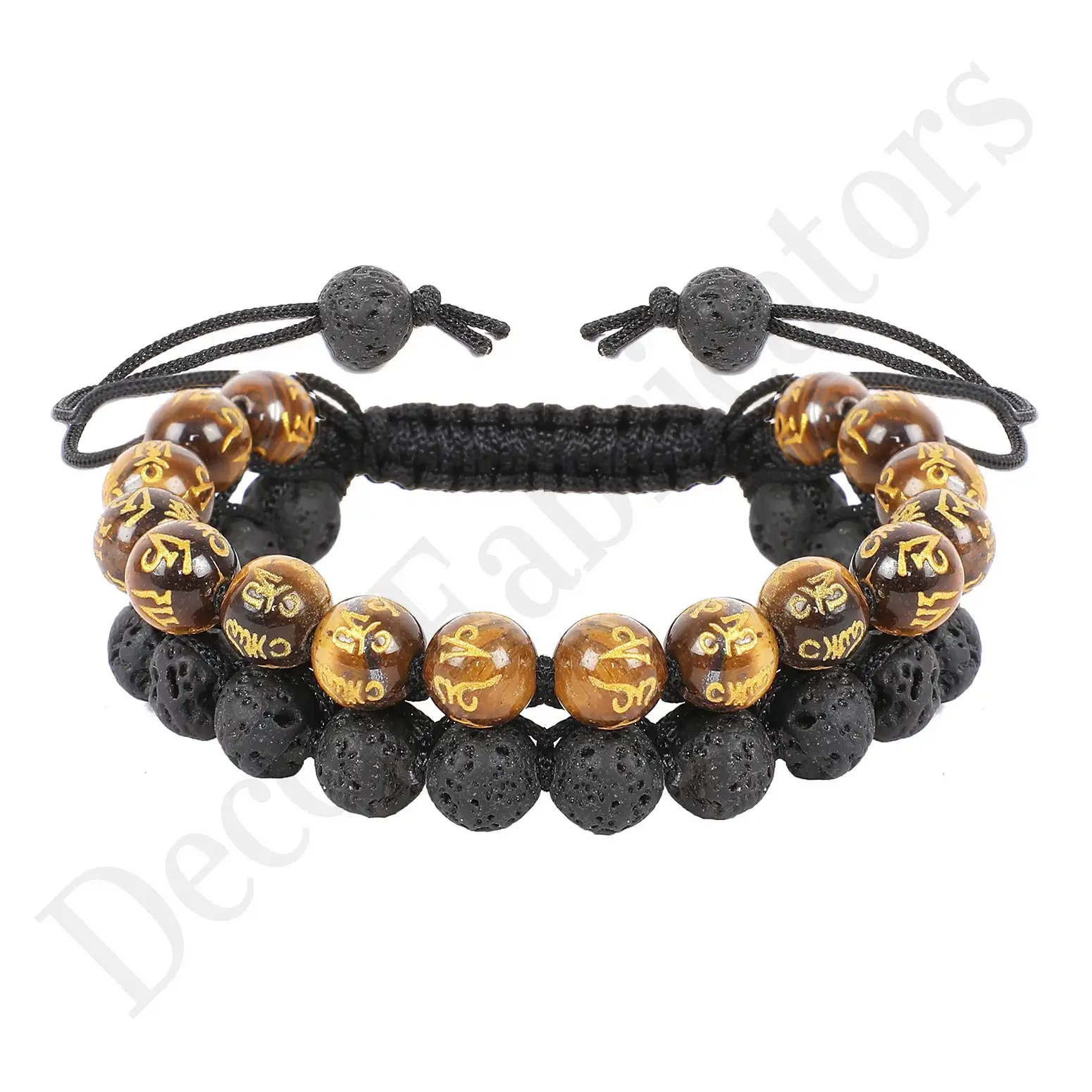 Perline braccialetto di pietre preziose 8mm formato libero prezioso occhio di tigre naturale Lava Bulk elastico unisex vendita calda braccialetti da polso nero