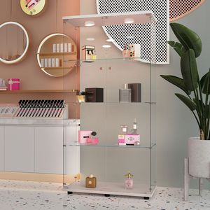 Vetrina e Armadio Espositivo in Vetro Temperato con Luci a LED, Vari Colori, con Serrature per Vino e Archiviazione Documenti - Product Image 2