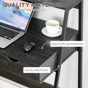 <b>Small</b> <b>Spaces</b> Study Writing <b>Desk</b> in Gray with Drawers & Shelves Perfect Computer <b>Desk</b> - Product Image 5