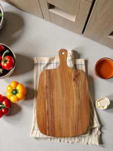 Planche à découper en bois massif de style écologique pour la maison, plateau de service pour fruits et légumes, plateau à charcuterie, assiette à pizza, plat de dîner en bois - Product Image 4