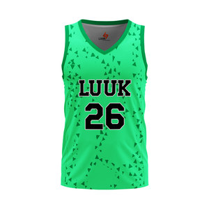 Maillots de sport personnalisés sans couture 100% polyester à col en V pour hommes, respirants, anti-humidité, séchage rapide, pour le basketball - Product Image 5