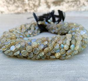 Natural Flashy Labradorite 5-7MM Smooth Coin Shape Gemstone <b>Beads</b> Strand Loose Labradorite <b>Beads</b> For Jewelry Making Wholesale - Product Image 5