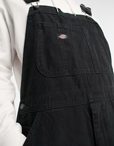Overol de Mezclilla Negro para Hombre, Color Sólido, Algodón de Peso Medio, Corte Holgado, Estilo Casual para Trabajo, Ropa de Otoño - Product Image 4