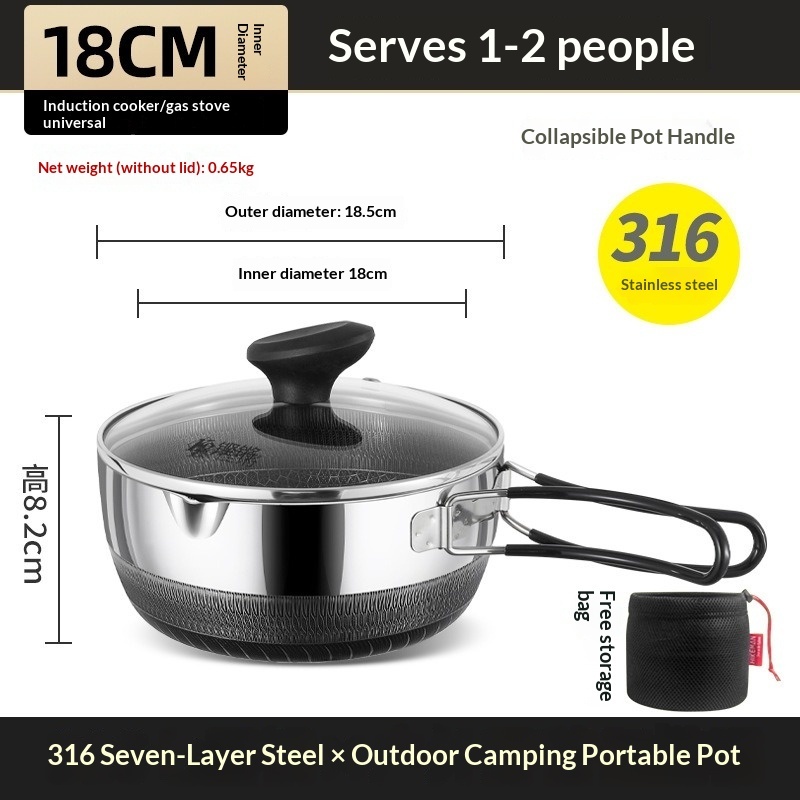 18cm wok+lid+steamer [316 stainless steel folding handle]