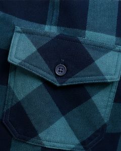 Teal Navy Plaid Men Flannel Shirt Long Sleeve Button <b>Down</b> Checkered Cotton Casual Shirt With Chest Pockets Streetwear Overshirt - Product Image 6