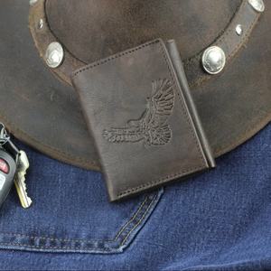 Men's Vintage Style Leather Tri-fold <b>Wallet</b> <b>RFID</b> Blocking Open Closure Short Length Cardholder Front Pocket Gift Model TDW-0099B - Product Image 1