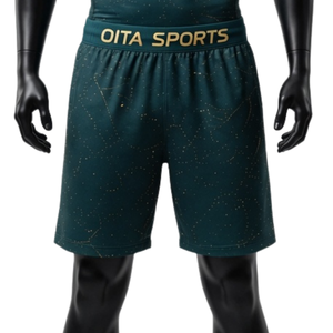 Ensemble T-shirt et short de compression pour homme, couleur vert-bleu foncé et or, séchage rapide, extensible, pour la gym, le fitness, l'entraînement, la course à pied, les vêtements de sport athlétiques - Product Image 5