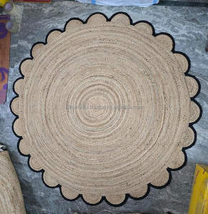 Braided <b>Round</b> <b>Jute</b> <b>Rug</b> Rustic Warmth to Bedrooms Living Rooms Scalloped <b>Jute</b> <b>Round</b> Mats Indoor Outdoor Spaces - Product Image 5