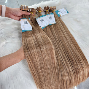Extensiones de Cabello Adhesivas, Cabello Vietnamita Liso Natural, Color Natural, Encaje Transparente, Largo, con Reflejos, Calidad Premium, Puntas Más Gruesas - Product Image 1