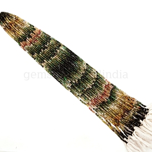 Perles de tourmaline facettées en forme de rondelle, pierres précieuses naturelles, perles en vrac pour la création de bijoux, vente en gros - Product Image 3