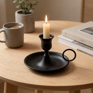 Contemporary Handmade Iron Taper Candle Holder Premium Matte <b>Black</b> Metal <b>Candlestick</b> Stand Elegant Home Interior Decoration - Product Image 4