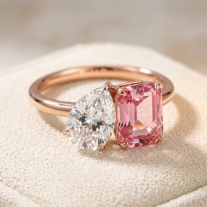 แหวนเพชรทรงหยดน้ำสีชมพูเพียร์คัทจากแล็บ รุ่น New Mantra Diamond ทอง 10k 14k 18k โรสโกลด์ ดีไซน์ทันสมัย สวยหรู เป็นของขวัญสำหรับผู้หญิง - Product Image 6
