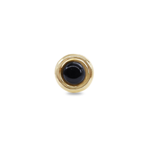 Black Onyx Stud <b>Ring</b> 18K Gold Plated Brass Bezel <b>Set</b> Trendy Minimalist - Product Image 2
