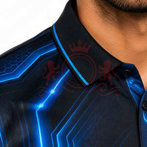 High Performance Blue <b>Abstract</b> Polo Shirt Breathable Fabric Short Sleeve Comfortable Modern Casual Daily Wear - Product Image 5