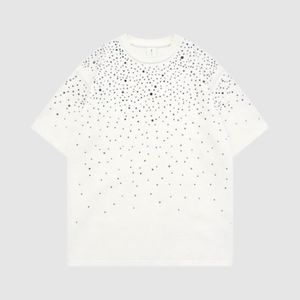 เสื้อยืดสตรีทแวร์ผู้ชายสไตล์วินเทจ ล้างสีแบบแอซิด ประดับเพชร ปักโลโก้ตามสั่ง แบบวิบวับ ขายส่ง - Product Image 3