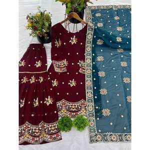 Ensemble de costumes de fête pour femmes avec broderie lourde Sarara Dupatta pour un look élégant - Product Image 3