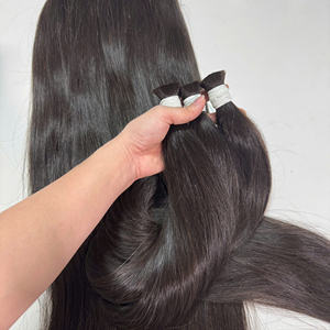 Venta al por mayor negro natural 100% virgen vietnamita pelucas de cabello humano a granel recto Super doble dibujado extensiones sin pegamento - Product Image 5