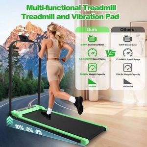 2-in-1 Upgrade Foldable Treadmill with Handle Bar Incline Portable Desk <b>Walking</b> Vibration <b>Pad</b> Remote Control-for Home Exercise - Product Image 3