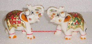 Nuevo diseño creativo para una hermosa figura de elefante de mármol blanco con incrustaciones florales, hecha a mano, al mejor precio, para decoración del hogar y regalos. - Product Image 2