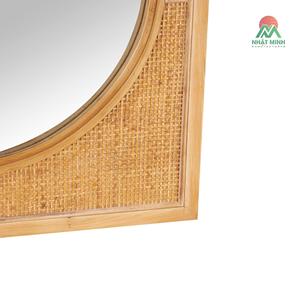 Brown Wall <b>Mirror</b> with Oval Center .This rectangular wall <b>mirror</b> features a matte brown rattan finish, giving it a natural look. - Product Image 4
