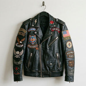 European and American Men's PU <b>Jacket</b> for Men Teenagers Standing Collar <b>Punk</b> Leather <b>Jacket</b> for Men - Product Image 3