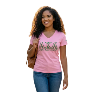 Camiseta de Lujo para Mujer con Bordado de Letras Griegas y Detalle en el Manga 1908, Algodón Premium, Manga Corta, Ropa Casual para Hermandades - Product Image 2