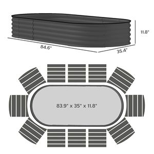 Bac à potager surélevé gris foncé 2,13 m x 0,91 m x 0,30 m avec 2 piquets métalliques pour plantes, pour le jardinage et les fournitures de jardin - Product Image 3