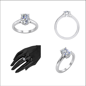 Anillo de Compromiso de Lujo Personalizable de Alta Calidad con Diamante Cultivado en Laboratorio, Corte Brillante, Plata 925, Bañado en Rodio, para Mujer, de Divya Creations - Product Image 2