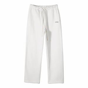 Pantalones de chándal de forro polar ecológico de peso pesado para hombre, grises, de pierna recta, con cordón en la cintura, bordados personalizados, estilo relajado para estar en casa - Product Image 6