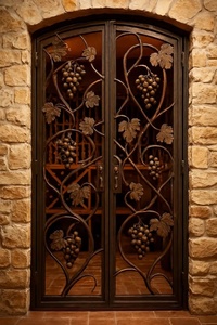 Portail d'entrée en fer forgé résistant à la rouille KHP, design Art Déco, finition thermolaquée, montage facile, motif vigne - Product Image 2