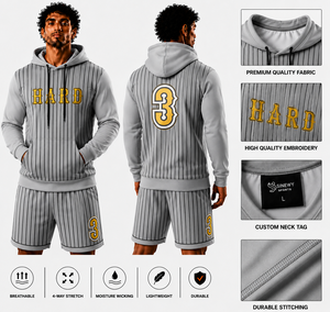 Sweat-shirt à capuche pour homme à 3 bandes rigides, imprimé par sublimation, décontracté, en polyester tricoté, coupe régulière, avec logo frontal et poche, idéal pour l'automne - Product Image 1