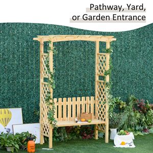 Panchina da Giardino Ergonomica per 2 Persone con Pergola ad Arco in Legno di Abete Naturale con Vernice Protettiva - Product Image 5