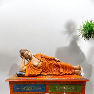 Statue de Bouddha allongé en résine artisanale Nirmala |   Décoration Art Déco Faite à la Main : Bouddha Dormant pour la Maison, le Bureau et la Méditation - Product Image 1