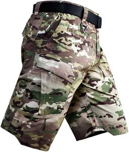 Pantalones Cortos Cargo de Camuflaje para Hombre, Cintura Media, Secado Rápido, Transpirables, con Logotipo Frontal, Estilo Workwear, Largo Bermuda, Poliéster y Otras Telas - Product Image 1