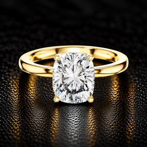 <b>Cushion</b> Cut Lab Grown Diamond 14K 18K Solid Gold Classic Hidden Halo <b>Ring</b> 2.10CT DEF VVS IGI Certified Engagement <b>Ring</b> Wholesale - Product Image 1